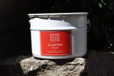 Produktbild von Slamfärg / echte schwedische Schlamfarbe in Schwedenrot - Kopparbergsrot - 10 Liter Eimer -  Schweden