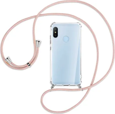 Produktbild von Handykette Backcover-Schutzhülle mit Band (Metall silberfarben) für Xiaomi Mi A2 Lite - roségold