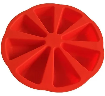 Image de Moule à gâteau en silicone pour 8 portions, forme triangulaire, moule à portions, 27 × 27 × 5 cm, rouge
