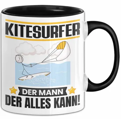 Produktbild von Kitesurfer Tasse Geschenk für Kitesurfer Der Mann Der Alles Kann Geschenkidee zum Geburtstag (Schwarz)