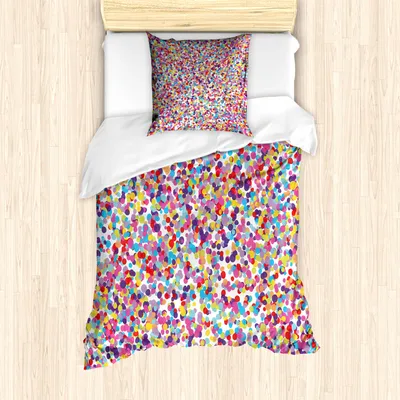 Produktbild von ABAKUHAUS Fiesta Mantele, rundes Muster, Milbensicher Allergiker geeignet mit Kissenbezügen, 135 cm x 200 cm - 80 x 80 cm, Mehrfarbig