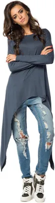 Immagine prodotto di Camicia lunga con orlo allungato Asimmetrico; Grafite 2XL/3XL 44/46