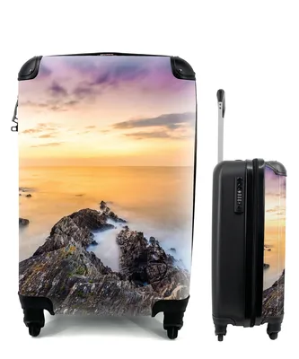 Produktbild von MuchoWow® Koffer Handgepäck Trolley Rollkoffer Kleine Reisekoffer mit 4 Rollen - Sonnenuntergang - Horizont - Wasser - Landschaft - Blau - Cabin Size < 55x40x23 cm & 55x40x20 cm - Fotokoffer - Kabinenkoffer - Boardgepäck - Reise-Box - Reisekoffer - Reisegepäck - Koffer mit Bild - Trolley für Kinder