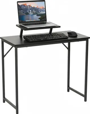 Produktbild von Schmaler schwarzer Computertisch mit Monitorablage