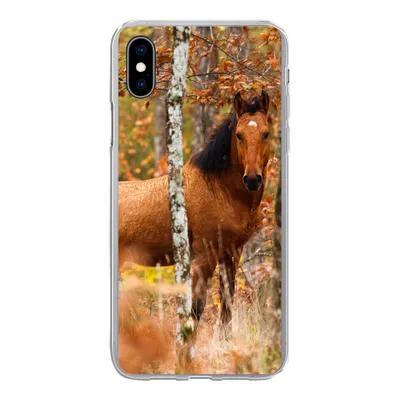 Produktbild von MuchoWow® Handyhülle Schutzhülle Hülle für iPhone Xs Pferd - Wald - Braun Silikon Softcase Handy Hülle - Handytasche