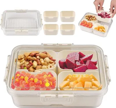 Immagine prodotto di Contenitore sicuro con coperchio, in plastica, per frutta, frutta secca e snack
