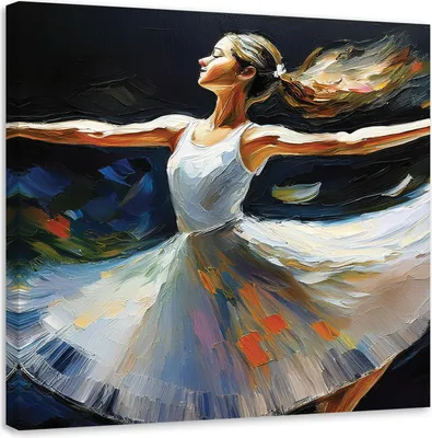 Produktbild von Leinwandbild Balletttänzerin Tanz 40x40 Feeby Grau bild für die wand bereit zum aufhängen