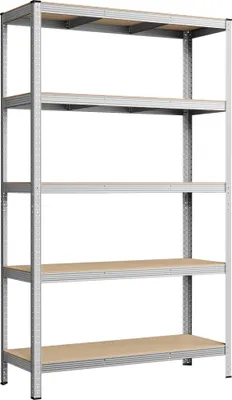 Produktbild von SONGMICS Schwerlastregal, Lagerregal, Kellerregal, 200 x 120 x 60 cm, bis 875 kg belastbar, 5 verstellbare Ablagen, Metallregal, Steckregal, Werkstattregal, silbern GLR060E01