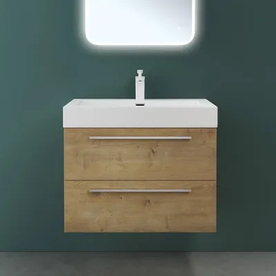 Produktbild von Mai & Mai Badmöbelset Komplett Set Waschbeckenunterschrank 73cm Unterschrank mit Waschschbecken aus Mineralguss Quadratto