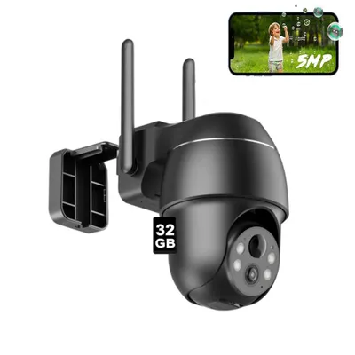 Image de caméra de surveillance 5MP Extérieur Batterie, Sans fil WLAN Caméra IP Extérieur avec Détection de Personne PIR Intelligente Carte TF 32GB