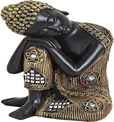 Produktbild von Beeldje slapende Boeddha - schwarz/gold - 17 cm - buddhabeeldjes