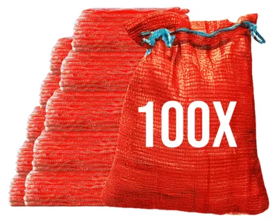 Produktbild von Bazko 100x Raschelsäcke 42x60 cm 15 kg | rot | Netzsäcke mit Zugband