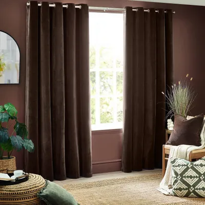 Obrázek produktu pro Yard - závěsy s očky, žinylkový samet RV3520 (229 cm x 229 cm) (hnědá)