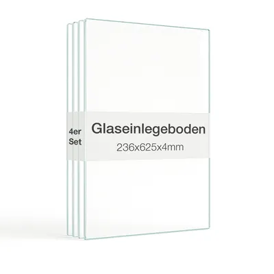 Produktbild von K-Möbel Glaseinlegeboden 4er-Set Glasboden für 2 TRG. Standvitrine für C1084 / C1019