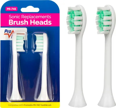 Produktbild von 2x náhradná sada kefiek pre elektrickú sonickú zubnú kefku Promedix PR-740 Kefky 2 ks 2x náhradné kefky, biele