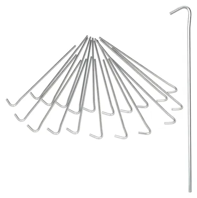 Produktbild von Relaxdays Zeltnagel 20er Set, Heringe Camping, Bodenanker für Zeltbefestigung, Widerhaken, Erdanker 22cm, Stahl, silber
