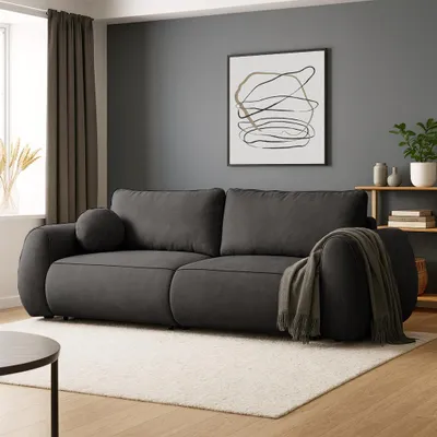 Obrázek produktu pro Beautysofa rozkládací pohovka BRAVO 2 v 1, černá – modulární rohová pohovka s možností umístění podnožky vlevo nebo vpravo, s rozkládací funkcí (143 x 202 cm), s 2 úložnými prostory na lůžko