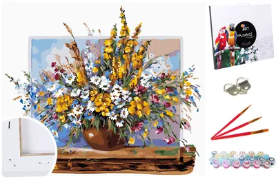 Produktbild von Malen nach Zahlen Set Gemälde 40x50cm auf dem Rahmen - Feld Blumenstrauß