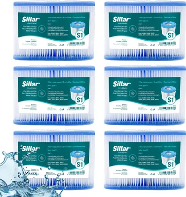 Produktbild von Sillar 6 Stück Whirlpool Ersatzfilter – für Poolpumpe Spa Ersatz Intex Typ S1 29001