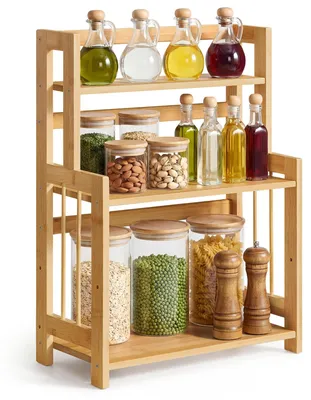 3-stufiges Bambus-Gewürzregal, Arbeitsplatten-Organizer, 53,5 cm