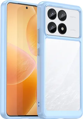 Produktbild von Schutzhülle für Xiaomi Redmi K70 Klar Rückseite Stoßfeste TPU Silikon Bumper Hülle Blau