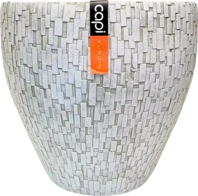 Obrázek produktu pro Květináče bílé 39 cm Sada 2 plastových kamenných směsí kulatých