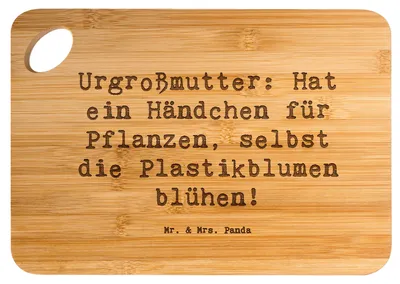 Produktbild von Mr. & Mrs. Panda Schneidebrett Spruch Urgroßmutter Wundergrün - Transparent - Geschenk, Holzbrett, Familienmitglieder, Ahnen, Brett, holzfrühstücksbrett, Wertschätzung