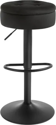 Produktbild von WOLTU Barhocker, Sitzhocker mit Stauraum, höhenverstellbar, 360° drehbar, Samt Metall : Schwarz 1 Farbe: Schwarz Stückzahl: 1