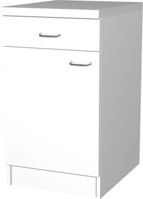Produktbild von Flex-Well Küchenunterschrank weiß matt, 50 x 50 x 85 cm, Schublade und Drehtür, Anschlag reversibel, Einlegeboden, Arbeitsplatte, Melaminbeschichtete Spanplatte
