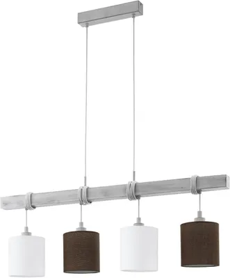 Produktbild von EGLO 49927, Braun, Weiß, Braun, Weiß, Stoff, Stahl, Holz, Stoff, Rund, Weiß
