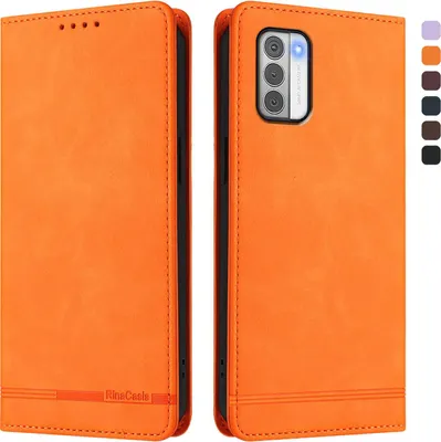 Produktbild von Hülle für Nokia G42 /Nokia G310, Retro Kunstleder Ständer Klapphülle mit Kartenfächer und Magnetische Orange
