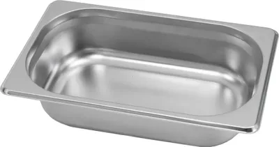 Zdjęcie produktu dla Pojemnik GN na posiłki, gastronomiczny 1/4 Mega-M 1/4 ze stali nierdzewnej, 265x162x65 mm