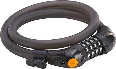 Produktbild von Prophete 6178 Zahlen-Kabelschloss mit Halter, 4-Zahlen-Kombination, frei kodierbar, Zahlenwalze mit LED-Beleuchtung, Maße: 800 mm, Ø 15 mm