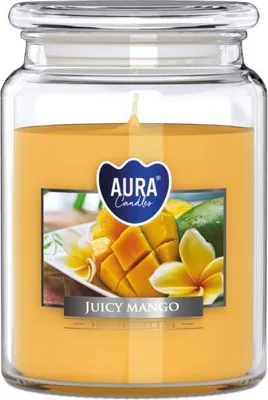 Zdjęcie produktu dla DUŻA Świeca zapachowa w słoiku BISPOL Aura 100H SOCZYSTE MANGO