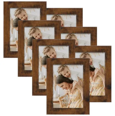 Zdjęcie produktu dla Zestaw ram obrazowych, 7 sztuk, styl rustykalny, kolor brązowy, format 13x18 cm