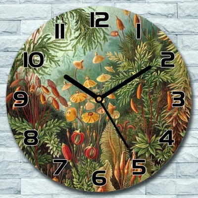 Produktbild von Wanduhr aus Glas Rund fi 30 Dschungel Aquarell Quarz Deko Schlafzimmer Büro