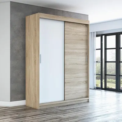 Produktbild von Schwebetürenschrank, 2-türig Schrank! Moderne Garderobe für Kleidung. Verschiedene Farben (Weiß, Schwarz, Somona) Kleiderschrank PAX  160 cm
