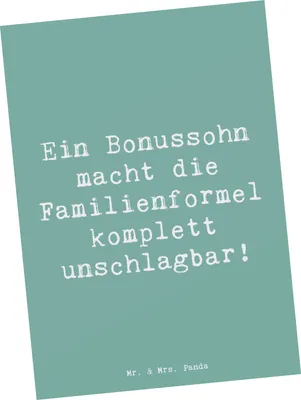 Produktbild von Mr. & Mrs. Panda Postkarte Spruch Unschlagbarer Bonussohn - Meeresbrise - Geschenk, Zusammengehörigkeit, Stiefsohn, Liebe, Lächeln, bildkarte, Grußkarte, Familienbindung