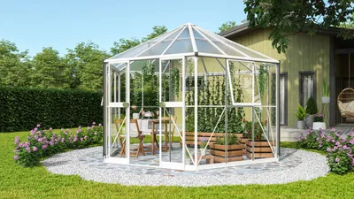 Produktbild von Vitavia Gewächshaus "Pi 9000" weiß 3 mm ESG