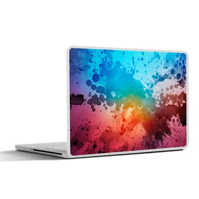 Produktbild von MuchoWow® Laptop Aufkleber Sticker Cover Aquarell - Blau - Rot - Orange 36.5x27.5 cm - Laptop-Sticker