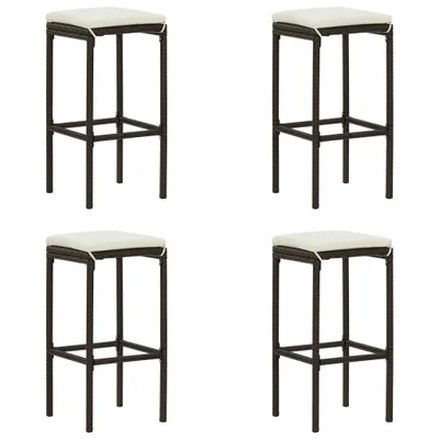 Immagine prodotto di Sgabello da bar con cuscino 4 pz. Poli rattan marrone