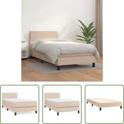 Produktbild von The Living Store Boxspringbett mit Matratze Cappuccino-Braun 90x190cm Kunstleder