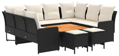 Produktbild von Möbelsets mit Kissen 8 pcs Schwarz und Creme PE-Rattan