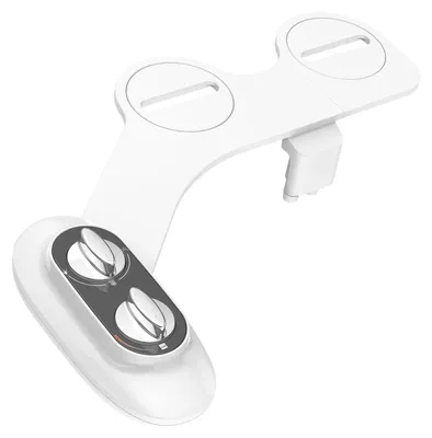 Produktbild von Toiletten-Bidet - Bidet-Aufsatz - Warm- und Kaltwasser - Doppeldüse - Selbstreinigend - Verstellbarer Wasserdruck - Nicht elektrisch - 2-Loch - Weiß