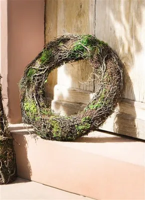 Image de Couronne décorative "Mousse" en brindilles de bouleau, Ø 40 cm, couronne naturelle, couronne de porte, couronne de brindilles