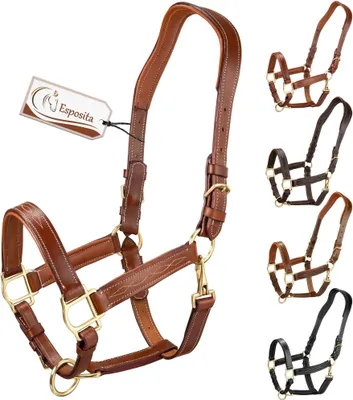Produktbild von Esposita anatomisches Lederhalfter "Deluxe" - Cronic Braun Pony
