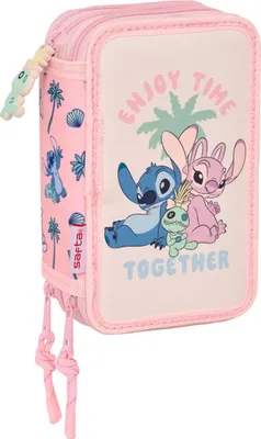 Produktbild von Federmäppchen mit Zubehör Lilo & Stitch Beach Rosa 12,5 x 19,5 x 5,5 cm 37 Stücke