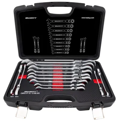 Produktbild von HASKYY13tlg Gelenk Ratschenschlüssel Set Ring Maul Schlüssel Satz 8-32mm