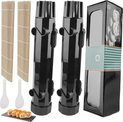 Image de Kit de sushi pour débutants - en plastique - 272 x 55 cm - à rouleau - utilisation intuitive - tapis à sushi pour débutants