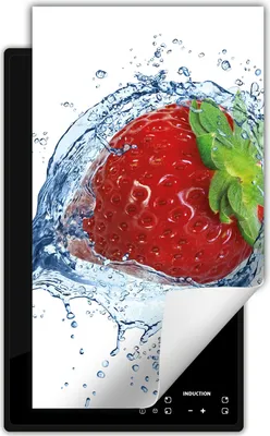 Produktbild von DarHaus Herdabdeckplatte 1 teilig 30x52 cm Anti Rutsch Matte Aufrollbar, Erdbeere
